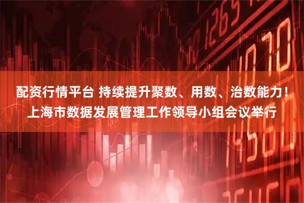 配资行情平台 持续提升聚数、用数、治数能力！上海市数据发展管理工作领导小组会议举行